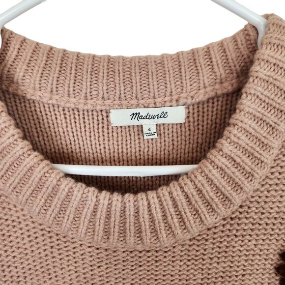 Madewell Flower Embroidered Pullover Knit Spring Grandmacore Sweater Small - Picture 6 of 10